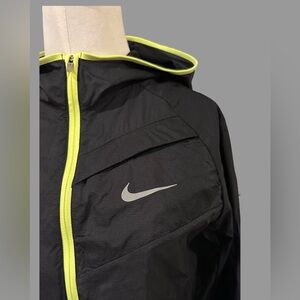 Nike Black Running Jacket with Bright Yellow Trim